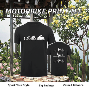 T-shirt décontracté pour homme, coupe classique, manches courtes, col rond, 100 % coton, anti-boulochage, avec logo frontal pour moto/motocyclettes - Product Image 2