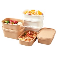 750ML Kraft Paper Rectangular Food Storage Box Container with Lid