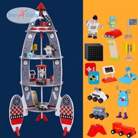 Jouet de rôle personnalisé, vaisseau spatial, fusée spatiale, en bois, pour enfants, dd12335