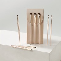 Ensemble de 8 pinceaux de maquillage pour fards à paupières ultra-minces avec sac en PU Eyeliner à tête oblique et pinceau de contour des sourcils pour ombre à paupières