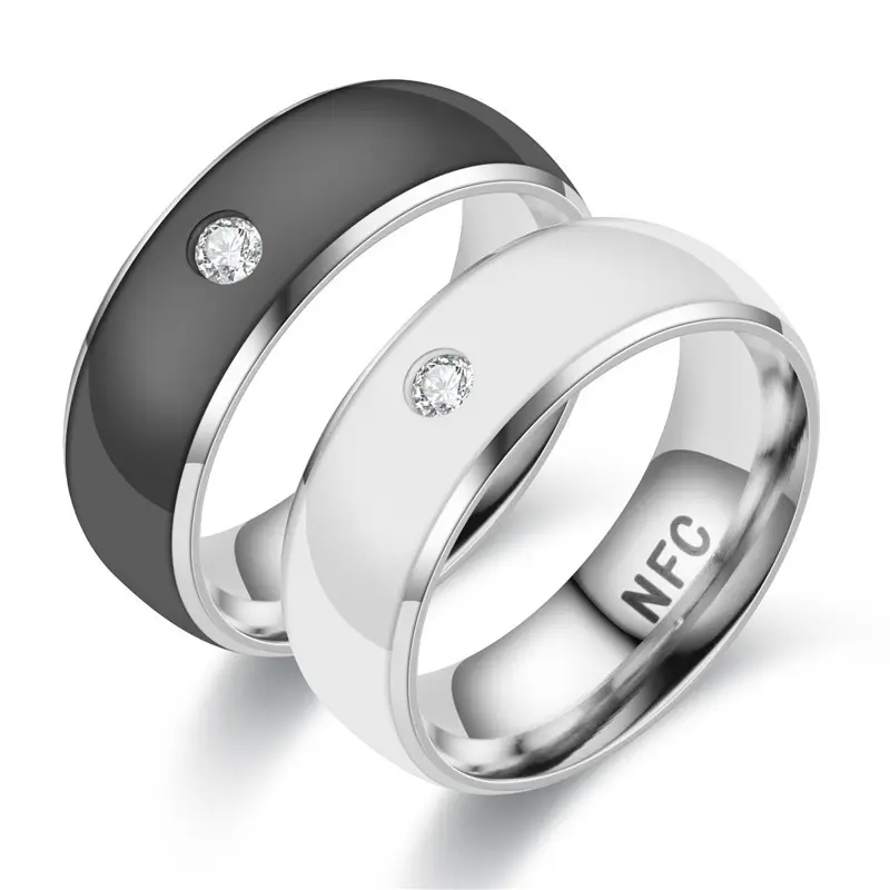 Nuevo anillo NFC personalizado teléfono celular tarjeta de acceso inteligente Tarjeta de Metro titanio acero anillo de dedo tecnología anillo de desgaste inteligente