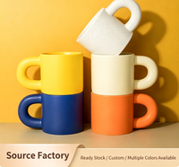 Mug créatif en céramique à grande poignée, résistant au lave-vaisselle, tasse à eau de café mignonne et de grande valeur, logo personnalisé disponible, cadeau idéal