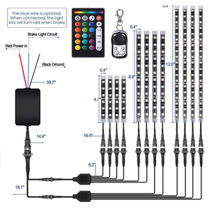 Moto LED Lumière Kit Bandes Multicolore Accent Lueur Néon Lumières <span class=keywords><strong>D</strong></span>&amp;#39;atmosphère Lampe avec Télécommande Sans Fil - Product Image 1
