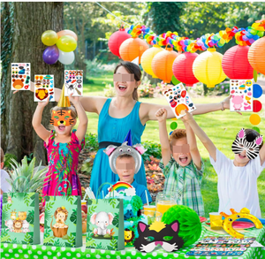 Bracelets à claquer, pailles, bandeaux gonflables, masques, sacs cadeaux, autocollants, accessoires <span class=keywords><strong>et</strong></span> décorations de fête sur le thème des animaux de la <span class=keywords><strong>jungle</strong></span> <span class=keywords><strong>et</strong></span> de safari - Product Image 2