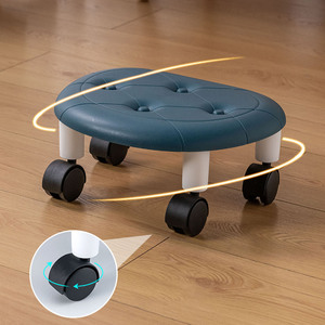 HALO Portable Low <b>Stool</b> with Padded Seat Smooth Rolling Casters Compact Mobile Chair for Home Salon Beauty <b>Office</b> OEM ODM - Product Image 6