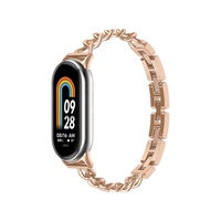 Bracelet en acier inoxydable de luxe, chaîne de mode, sangle pour Xiaomi Mi Band 8, bracelets de montre, accessoire élégant pour le poignet