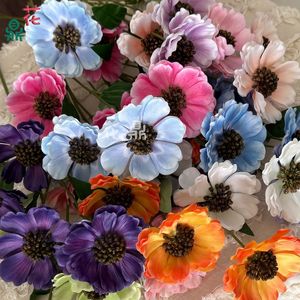 Fleur artificielle d'anémone à quatre têtes, en soie, couleurs mélangées, pour décoration de mariage, avec structure préformée - Product Image 3