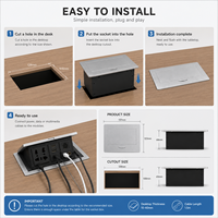 Prise de table modulaire en aluminium IP44 escamotable avec 4 prises pour bureaux et salles de réunion