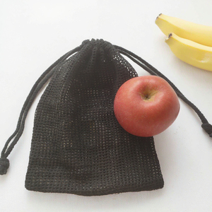 Bolsa de productos de malla de algodón negro de moda para compras y almacenamiento de comestibles - Product Image 6