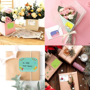 200 fogli di adesivi per <span class=keywords><strong>auguri</strong></span> di <span class=keywords><strong>compleanno</strong></span> scritti a mano, ecologici, per decorare buste regalo, bouquet di fiori, adesivi autoadesivi - Product Image 3