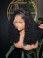 Peluca de Cabello Humano Natural Negro, Virgen Vietnamita Birmano Rizado, 13x6 SDD, 18 Pulgadas, Encaje Completo, Sin Pegamento, Doble Trama