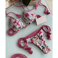 Maillot de bain deux pièces pour femmes rondes, imprimé logo personnalisé, coupe triangle, couleur unie, grande taille, pour poitrines généreuses, ensemble bikini string