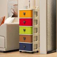 Armoire de rangement moderne à 5 tiroirs en plastique avec roulettes et poignée pour organiser les jouets et les vêtements des enfants, solution gain de place