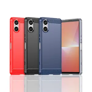 Casing penutup penuh untuk Sony Xperia 5V penutup belakang serat karton untuk casing pelindung silikon ponsel Sony Xperia 1V