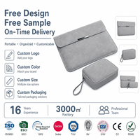 Étui d'ordinateur portable en cuir PU personnalisé, mallette d'affaires 3 en 1 avec pochette pour accessoires