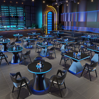 Mobilier commercial table basse avec chaise pour bar live house table à manger en métal avec chaise personnalisé club led table lumineuse