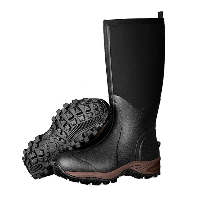 YL3681 Rubber Rain Boots for Men Waterproof Insulated Neoprene Outdoor Mud Boots for Gardening Farming Fishing Yard Working