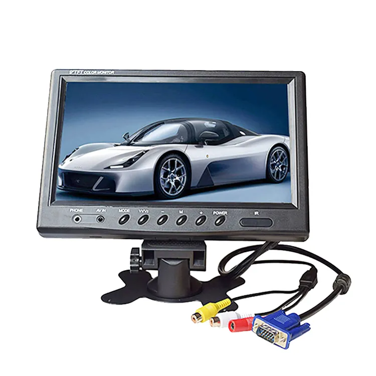 Mini 7 "araba Pc Lcd ekran 2 Av Tft Led monitör Mini araba Av Tv monitörü