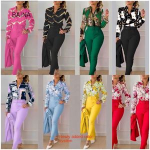En stock, costume décontracté pour femmes, polyester, manches longues, col à nœud, longueur intégrale - Product Image 1