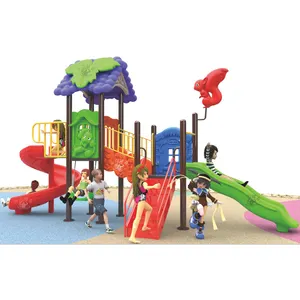 Playground infantil de plástico para crianças, playground infantil com canos galvanizados de 114 mm para o ar livre, folhas pequenas, no telhado, sonhos