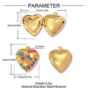 Pendentifs D571 INS en émail pour photos, breloques suspendues, étanches, en acier inoxydable, pour souvenirs, motif chien et chat - Product Image 6