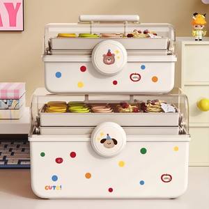 GREENSIDE Caja de Almacenamiento de Escritorio de Plástico Transparente Brillante de Tres Capas y Gran Capacidad de 2L, Tapa Portátil Multifuncional para Cosméticos - Product Image 2