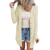 Großhandel Damen Einfarbig V-Ausschnitt Lang Dünn Leicht Dehnbar Gestrickt Atmungsaktiv Anti-Pilling Anti-Falten Spandex/Polyester Sommer