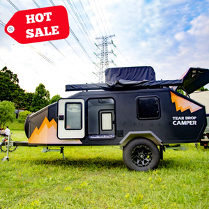 Remolque de Campamento Tipo Lágrima de Lujo Personalizado con Paneles Compuestos de Aluminio de 16 pies, para Todoterreno, con Suspensión Independiente - Product Image 1