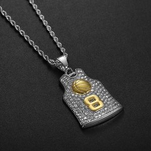 yunnique Stainless Steel Gold Plated Rhinestone Basketball Jersey Pendant Number 8 Unisex Necklace Gift - Product Image 3