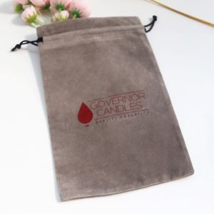 Sac à cordon rectangulaire pliable en velours gris pour emballage de bijoux personnalisés avec logo, faible MOQ, vente en gros - Product Image 6