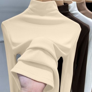 Maglia Termica da <span class=keywords><strong>Donna</strong></span> in Velluto Tedesco Eco-Friendly in Poliestere, Collo Alto, Tinta Unita, Spazzolata, Strato Base - Product Image 4