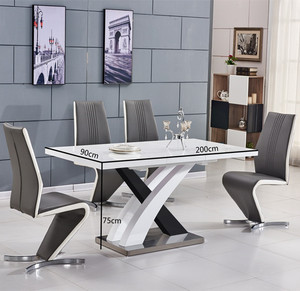 <strong>High</strong> <strong>End</strong> Stainless Steel Cover Wood Dinner Set <strong>Table</strong> Modern Luxury MDF <strong>High</strong> <strong>Gloss</strong> Rectangular Dining Room <strong>Table</strong> Sets - Product Image 2