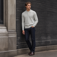 Pull en maille décontracté pour homme, col rond, personnalisé ODM/OEM - Couleur unie, manches longues, anti-plis et respirant, idéal pour l'hiver