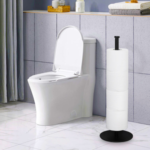 Bathroom <b>Waterproof</b> Toilet Paper Holder Free Standing Metal Toilet Paper Stand for 4 Rolls Bathroom Organizers and Storage Black - Product Image 1