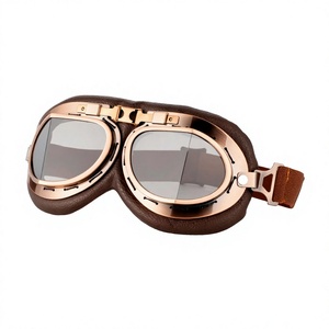 Occhiali Vintage Stile Harley con Montatura Completa e Lenti Angolate Tonalità Bronzo per Protezione dal Vento durante la Guida di Moto e Ciclismo - Product Image 1