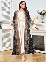 Abaya de soirée ouverte, style cardigan, brodée de paillettes, avec pendentif, Kaftan, Robe longue, Vêtements islamiques, Vente en gros, Personnalisable, Noir, Bleu, Rose