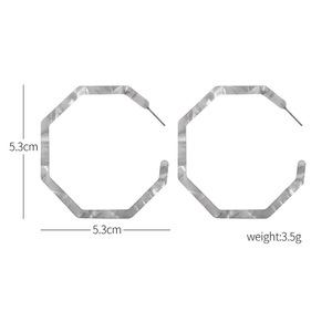 Boucles d'oreilles tendance style vintage grand format octogonales, motif léopard, en résine acétate et acrylique, <span class=keywords><strong>bijoux</strong></span> cercle - Product Image 2