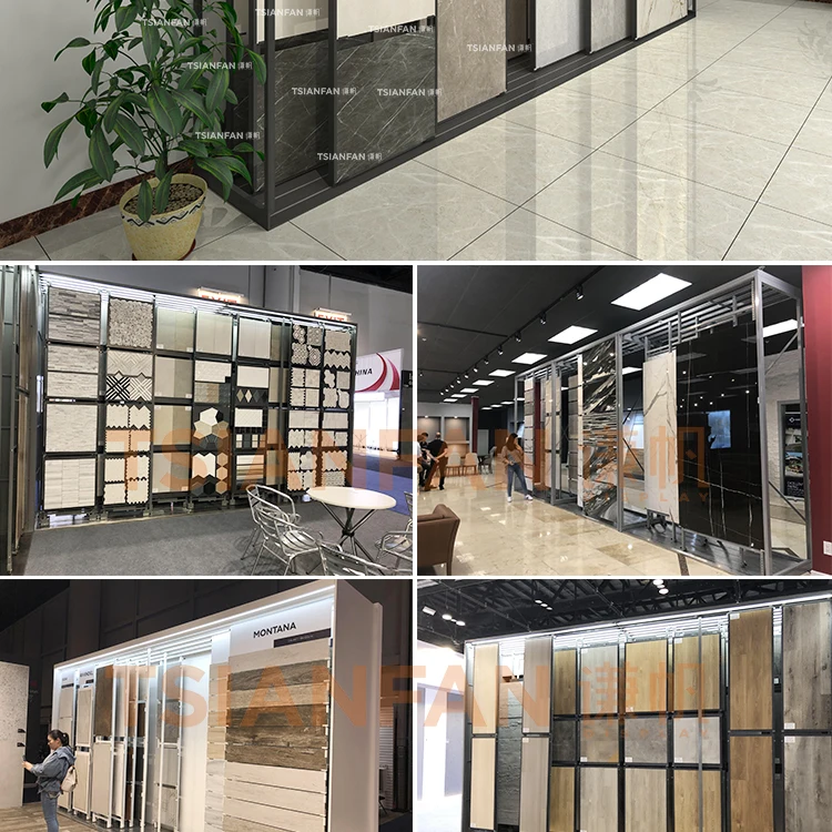 High Quality Sliding Racks Exhibition Adjustable Custom Size Stand Stone Display Showroom Marble Sample Push-Pull For Tile