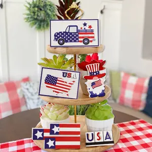 Dekorasi meja kayu perlengkapan dekorasi pesta Hari Kemerdekaan Amerika dekorasi suasana meriah