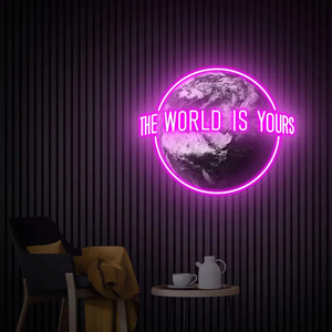 Enseigne néon de haute qualité « Le <span class=keywords><strong>Monde</strong></span> Est à Vous » personnalisée pour enfant, logo personnalisé, impression UV LED, enseigne néon en acrylique, fabriquée en Chine pour la décoration murale - Product Image 3