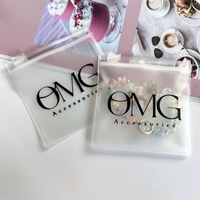Petit sac en PVC avec fermeture éclair, logo personnalisé, pochette en plastique à fermeture éclair, sacs cadeaux transparents pour l'emballage de bijoux