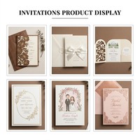 Invitations de mariage personnalisées imprimées en blanc avec cadre rose en relief et noms en écriture cursive pour les ensembles de commandes de mariage