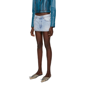 Gonna personalizzata da donna in cotone 100% alta qualità in tessuto Vintage blu Denim lavato <span class=keywords><strong>minigonna</strong></span> da donna - Product Image 2