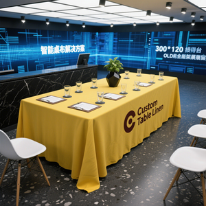 Miễn Phí Biểu Tượng Tùy Chỉnh In Tái Sử Dụng Không Thấm Nước Khăn Trải Bàn Vuông Polyester Vải Spandex Lụa Bìa Dệt Kim Nhà Đám Cưới Bên - Product Image 5