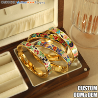 CAIOOCHE Bracelets et Joncs pour Femmes en Acier Inoxydable Plaqué Or 18 carats, Bijoux Émaillés Colorés, Étanche, Tendance