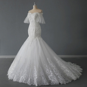 Robe sirène en dentelle blanche à la mode, robe de mariée - Product Image 3