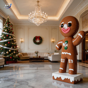 รูปปั้นคนขนมปังขิงคริสต์มาสขนาดใหญ่แบบกำหนดเอง ทำจากไฟเบอร์กลาส สำหรับตกแต่งสวนกลางแจ้ง ศิลปะตกแต่งห้างสรรพสินค้า - Product Image 3