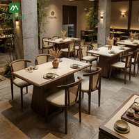 Kommerzielle Restaurant-Möbelgarnitur Chinesisches Teehaus Massivholz Geflochtener Rattanstuhl Esstisch Sitzbank Sofa Modernes Design Langlebig