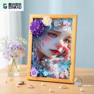 Peinture 3D au design original - Série Fleurs Épanouies, en coton fait main, encadrée, écologique, DIY, tendance, <span class=keywords><strong>art</strong></span> créatif - Product Image 5