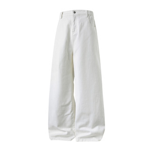 Jeans Largos de Mezclilla para Hombre, Estilo Americano Retro, Silueta Casual, Transpirables, de Mezclilla Media, Lavados, Rectos, Texturizados, Holgados, para Otoño - Product Image 1